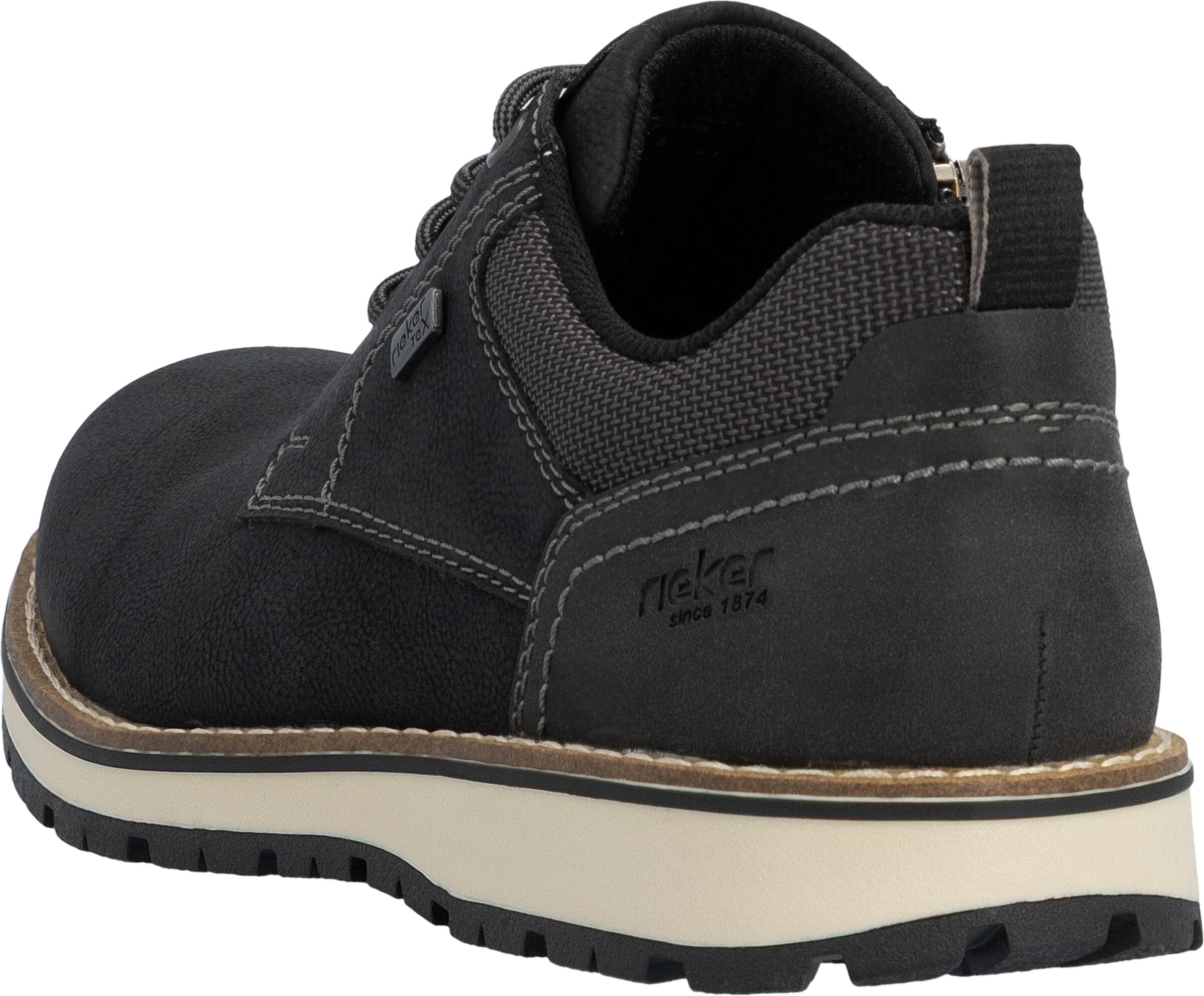 Schnürschuh RIEKER, Herren, Gr. 40, Textil, schwarz, Lederimitat, Textil, Schuhe Schnürschuh, Business Schnürer, Halbschuh, Casual Sneaker mit Innenreißverschluss