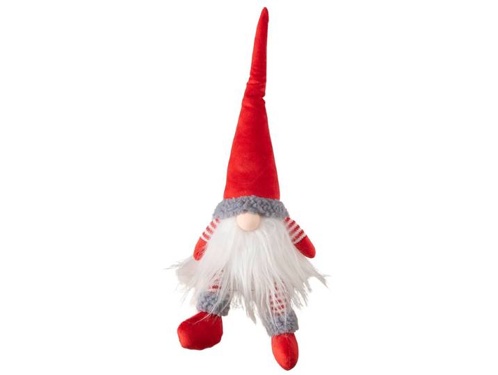 Kantenhocker GOODPRODUCT Wichtel, rot-weiss , rot (grau, rot, weiß), B:15cm H:42cm T:18cm, Polyester, Dekofiguren, Kantenhocker, Handgearbeiteter Wichtel im Ringelshirt, Höhe 42 cm