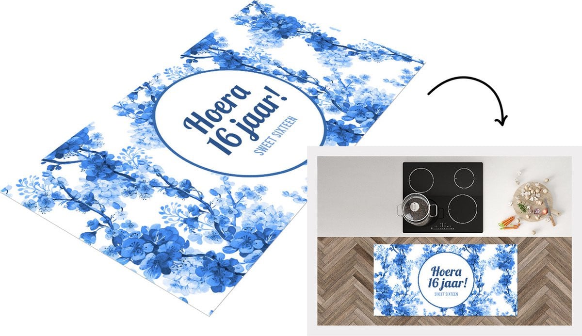 KitchenYeah Keukenloper Sweet Sixteen Jubileum - Vinyl - 120 x 60 cm