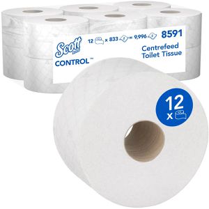 Scott Toilettenpapier Control, 8591, 2-lagig, Recyclingpapier, 833 Blatt, 12 Rollen
