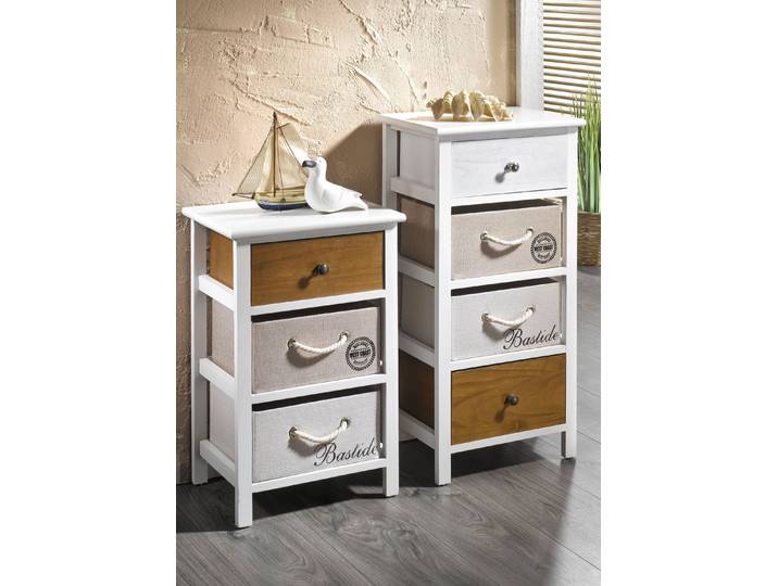 Handgefertigte Kommode, Weiss-Braun, Kommode mit 3 Schubladen