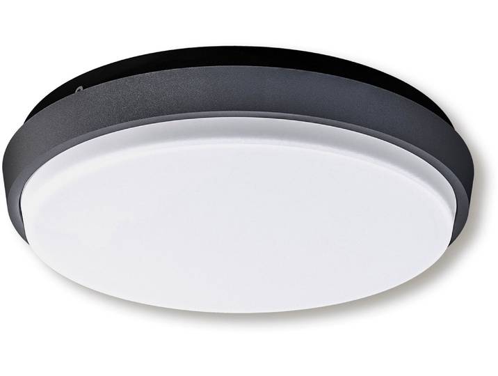 Außen-Wandleuchte NÄVE LED Außenwandleuchte IP54 Mio d:17,5cm , weiß (weiß satiniert, anthrazit), B:17,5cm H:4,5cm L:17,5cm, Leuchten, Außen-Wandleuchte, Abstrahlwinkel: 110, für Wand- und Deckenmontage geeignet