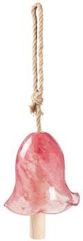 Evergreen 7 in. Art Glass Speckle Pink Floral Shaped Bell Chime
