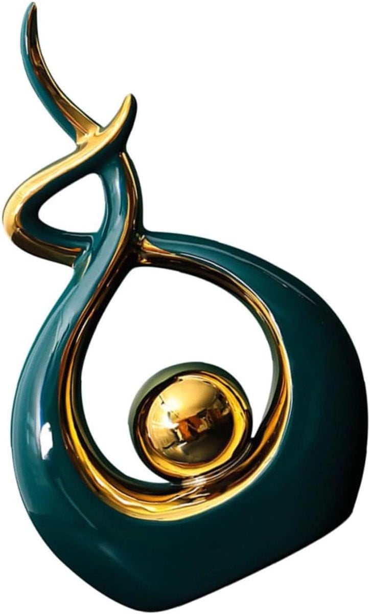 Keramisch Sculptuur Ornament - Abstract Kunstbeeld voor Interieur Decoratie - 27 x 17 cm