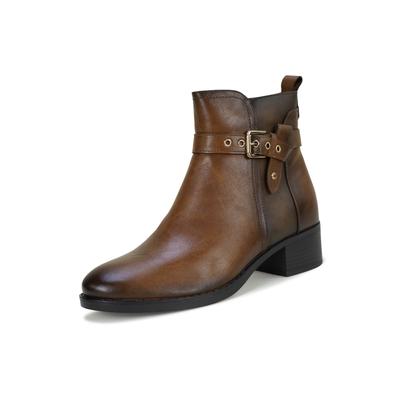 Stiefel FINDLAY "VICA", Damen, Gr. 38, Lederimitat Synthetik, braun, Schuhe Stiefel, mit Schnallendetail und Reißverschluss