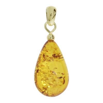 Kettenanhänger OSTSEE-SCHMUCK "Ostsee-Schmuck Anhänger", gelb, Schmuckanhänger, Damen, 30 x 12mm, Bernstein, 1,8 g, Kettenanhänger