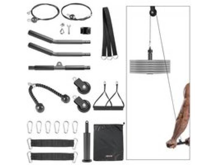 VEVOR Kabelzug, 2 Stück Latzug bis 150 kg Belastbar, Krafttrainingsgerät mit Latzugstange Seilzug, Übungen für Arme Rücken Schultern, Pulley System DIY Latzugturm für Heimtrainer Fitnesscenter Zuhause