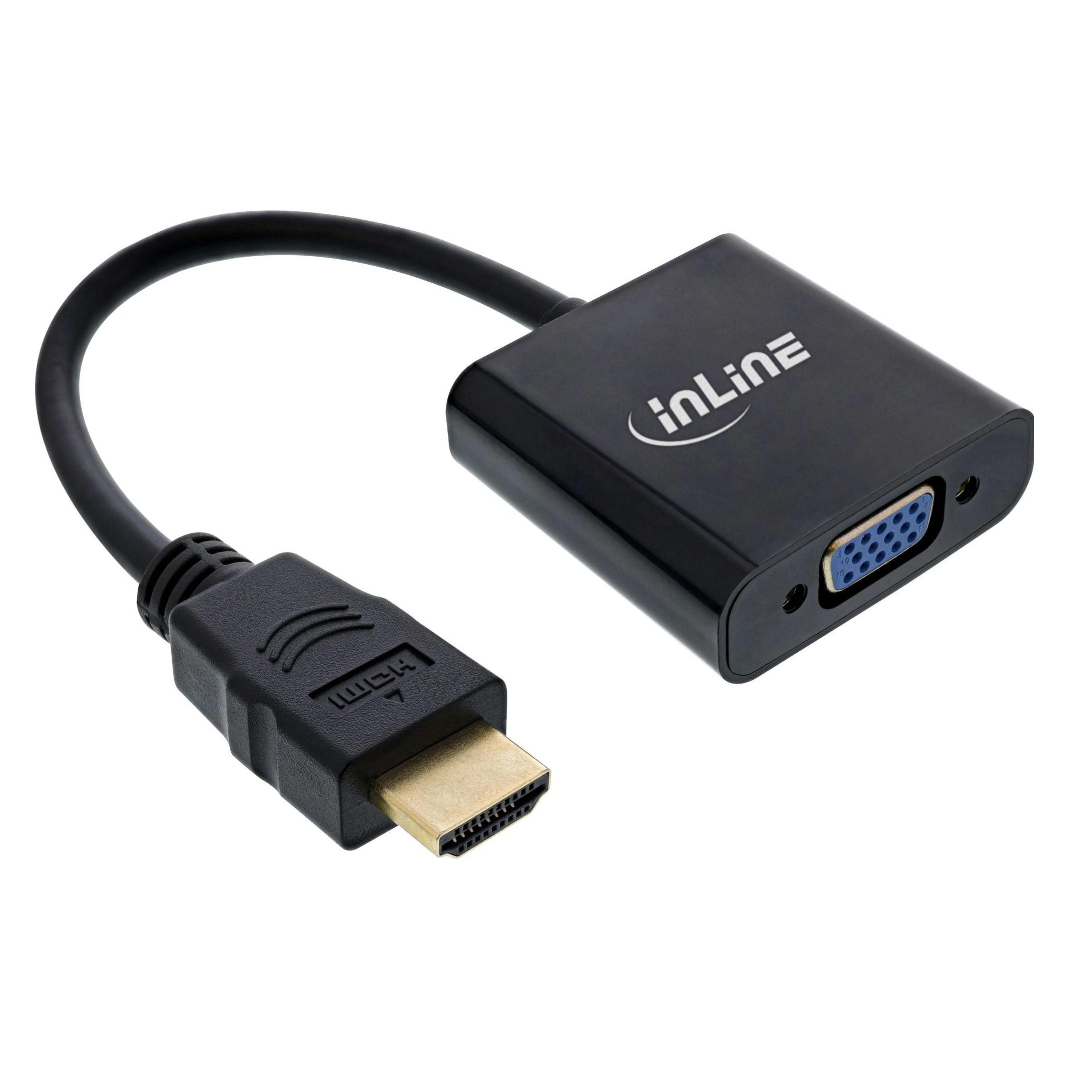 InLine Dongle Konverter HDMI zu VGA, mit Audio, Eingang HDMI, Ausgang VGA und Stereo Audio (65003B)