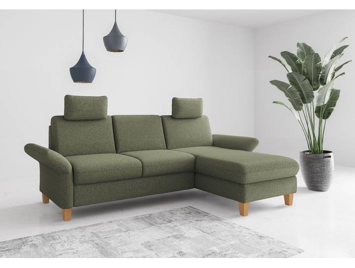 Ecksofa, Grün, 251x164 cm, 95% Polyester, Armteilverstellung, Modern, Home-affaire