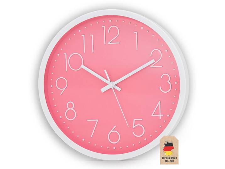 Intirilife Wanduhr 30.5 cm, Pink, Kunststoff, 30.5x30.5x4.5 cm, Dekoration, Uhr, Wanduhren