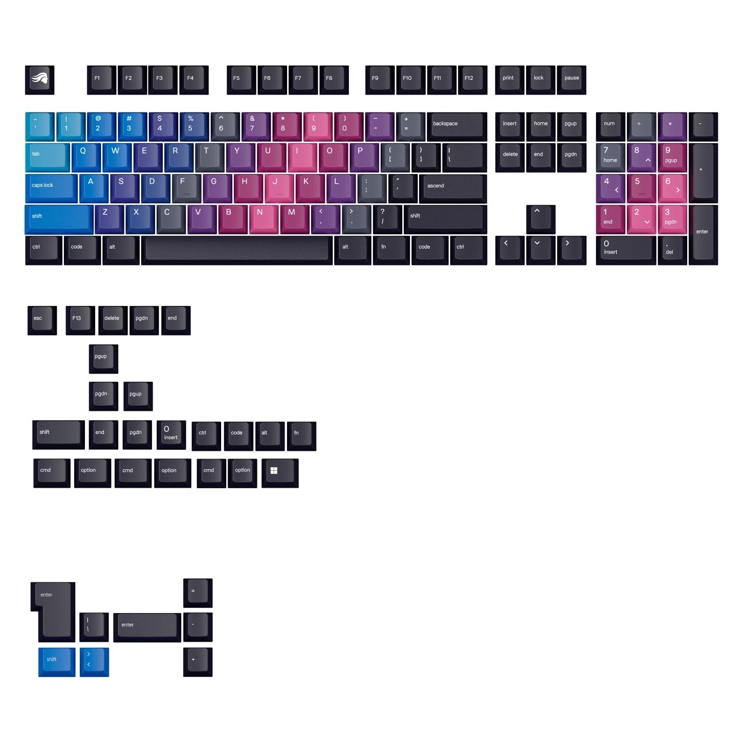 Glorious GPBT Gradient Keycaps - Afterparty - US (78572187)