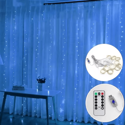 Inspire Curations 3M Waterfall Fairy Garland Lights blue Light 3mx2m 200led