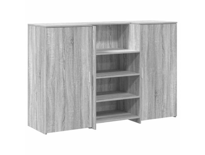 HKLGBVCR Empfangsschreibtisch Sonoma, grau, 155 x 50 x 103,5 cm, Holz Integrierte Arbeitsplatte, Aufbewahrungsschrank, professionelle Verwendung, Wandbefestigung im Lieferumfang enthalten
