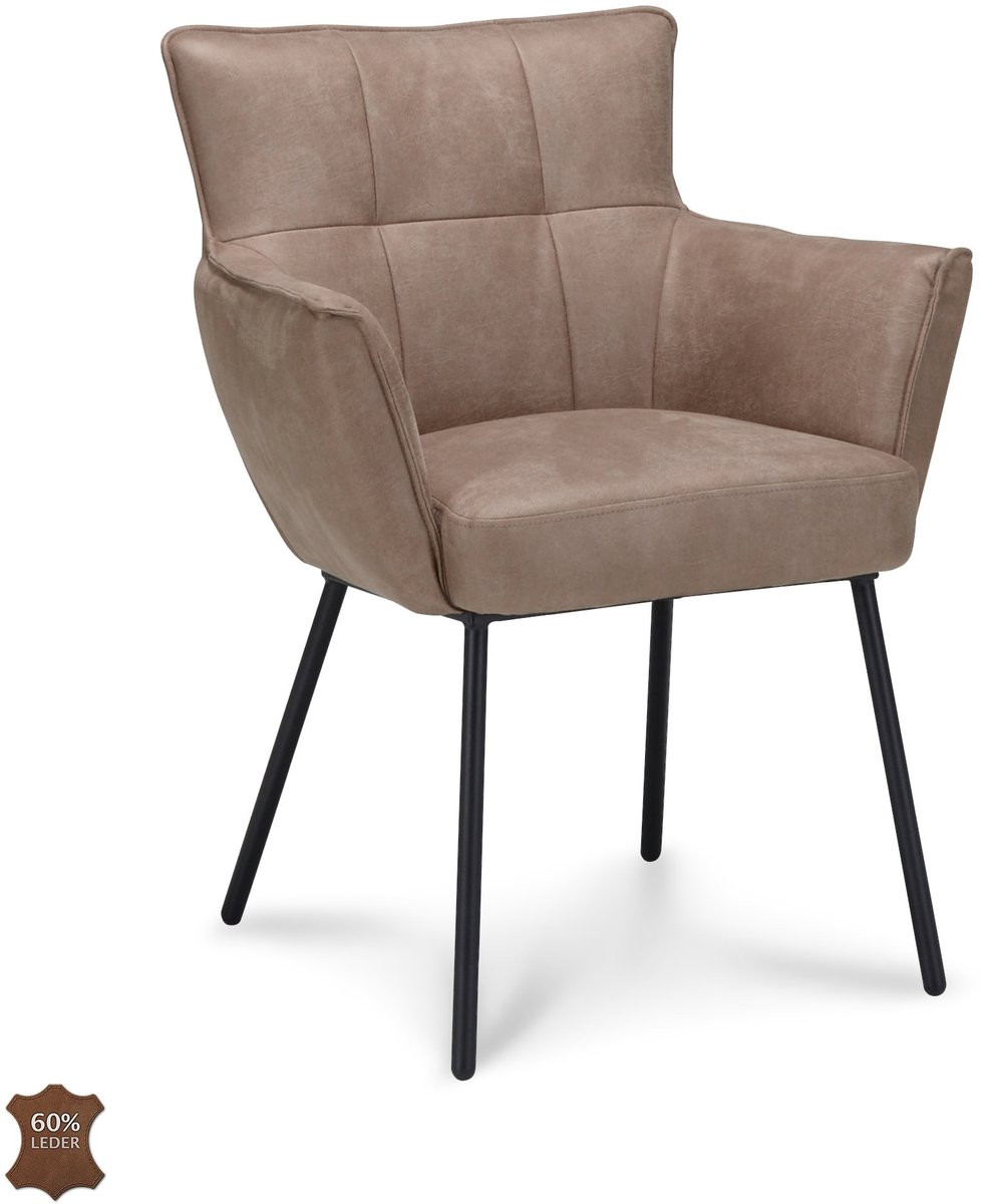 Icon Living Armstoel Nora Microleder Bull Liver met Zwarte Poten