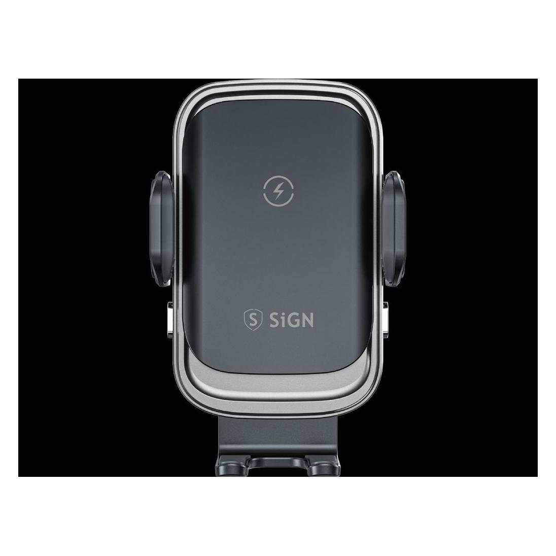 SIGN Car Mobile Holder with Wireless Charging, 15W - Black (SN-CAR15W)