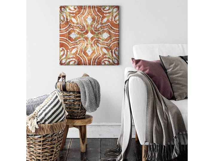 Wandbild Terracotta Polyester PVC / Fichtenholz Orange 50 x 50cm