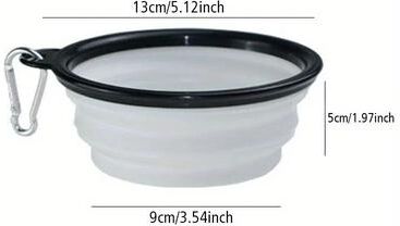 Uplifted Goods Dog Folding Travel Bowl Portable Silicone Food And Water Bowl For Outdoor Use white