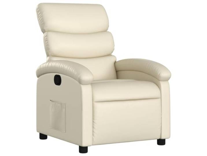 Fisinber Relaxsessel mit Liegefunktion verstellbar Polstersessel Creme Ergonomischer TV-Sessel für Wohnzimmer und Büro, mit klappbarer Fußablage sowie praktischem Seitenfach für Utensilien.