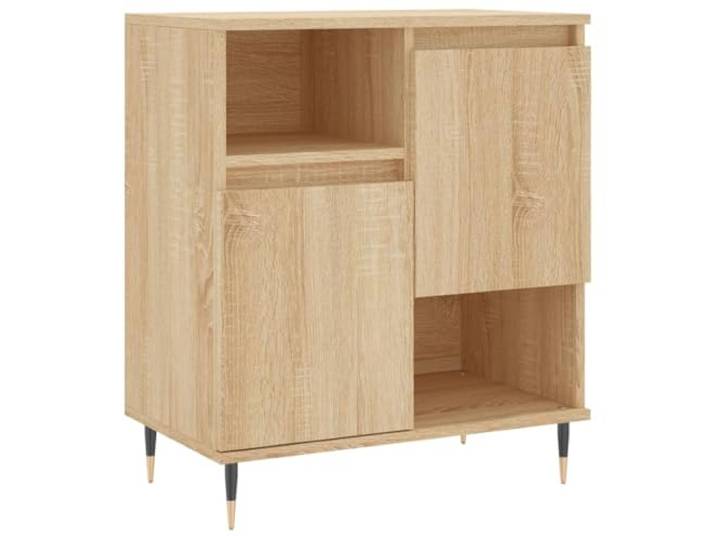Fisinber Sideboard Sonoma-Eiche 60x35x70 cm Kommode Beistellschrank Vielseitiger Anrichteschrank mit stabilen Eisenbeinen für Flur, Wohnzimmer und Schlafzimmer, pflegeleicht in Holzoptik.
