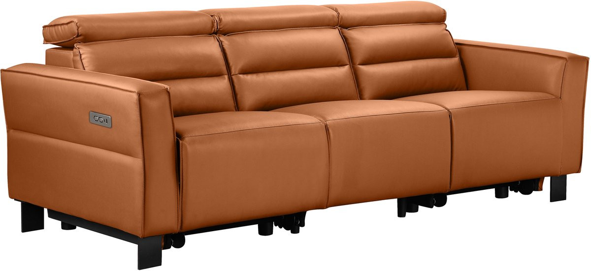 Notio Living Carpari 3-Zitsbank met 2 Elektrische Relaxfauteuils - Cognac