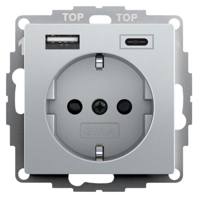 Gira stopcontact Schuko met USB-aansluiting Serie 55