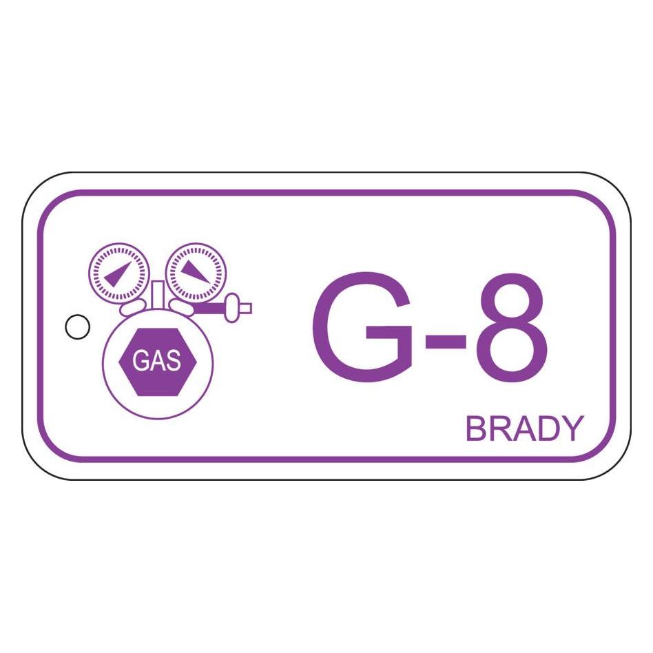 Brady B-7527, Polypropylen Schild, Energy Source Tag - Gas, 75 x 38mm, Violett auf Weiss, Beschrift (ENERGY TAG-G-8-75X38MM-PP/25)