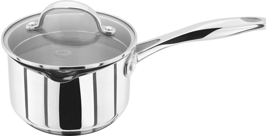 Stellar 7000 18/10 Stainless Steel Saucepan with Glass Draining Lid 1.6L