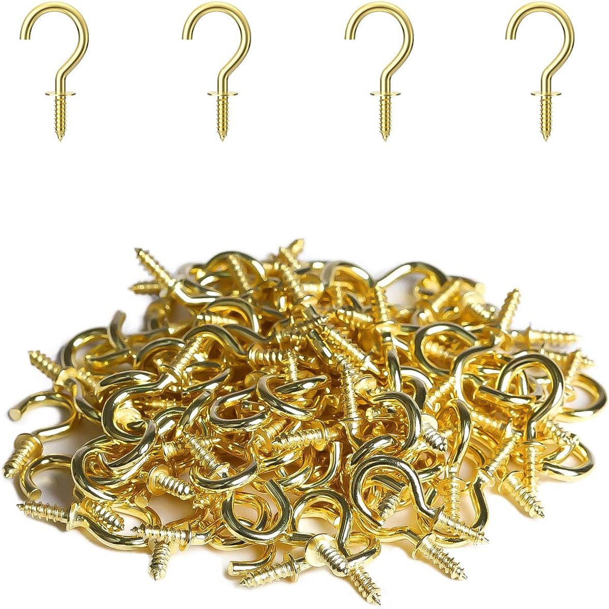 100x Kleine Schroefhaken Goud - 1/2 Inch Mini Haken voor Sieraden en Ambachten