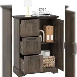 COSTWAY Küchenschrank, Aufbewahrungsschrank, Buffetschrank mit Türen & 3 Schubladen, Anti‐Kipp‐Sicherung für Küche, Esszimmer, 60x30x80cm, Grau