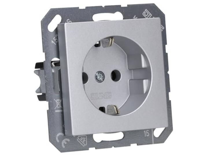 Jung 1520 AL Schuko stopcontact 16 A 250 V serie A aluminium 250 V