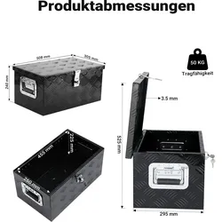 XPOtool, Lagerbehälter, Werkzeugbox Alu 50,8x30,5x24cm Schwarz Transportbox Werkzeugkiste Alubox