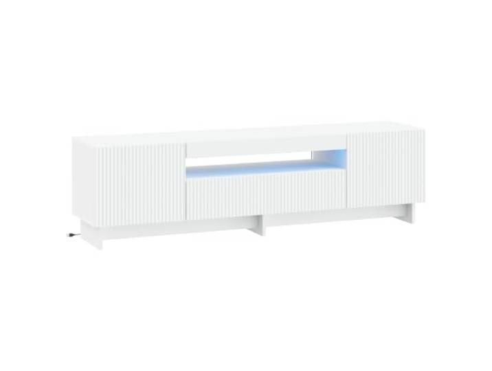 GKHPYURE TV-Schrank mit LED, weiß, aus Holz, modernes Design 90° umkehrbare Anschlüsse, integrierte LED-Leuchten, großer Stauraum, schlankes Design, feuchtigkeitsbeständig, Stil