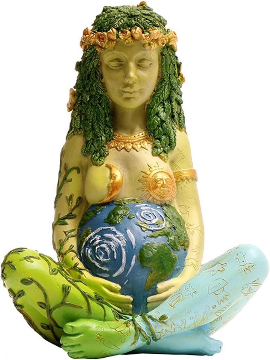 Handgeschilderd Gaia Beeld van Moeder Aarde - Resin Decoratie voor op Tafel
