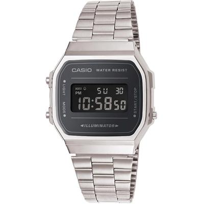 Chronograph CASIO VINTAGE, silber (silberfarben, schwarz), Armbanduhren, Damen, silberfarben, Chronograph, Quarzuhr, Armbanduhr, Damenuhr,Herrenuhr, Digitaluhr, Edelstahlarmband