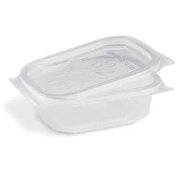 VEPATIM 250x Feinkostbecher mit fixem Deckel Ripboxx Tiny klar PP 127x108x37mm 200ml