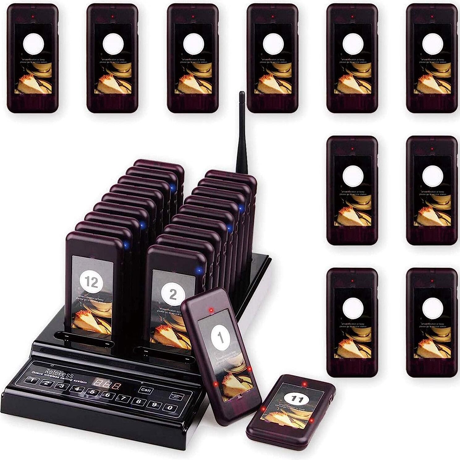 Retekess T112 Rrestaurant Pager System, Drahtloses Anrufsystem, 3 Anrufmodi, Ladelicht, 12 Stunden Wiederaufladbar, für Schnellimbiss Hotel Krankenhau