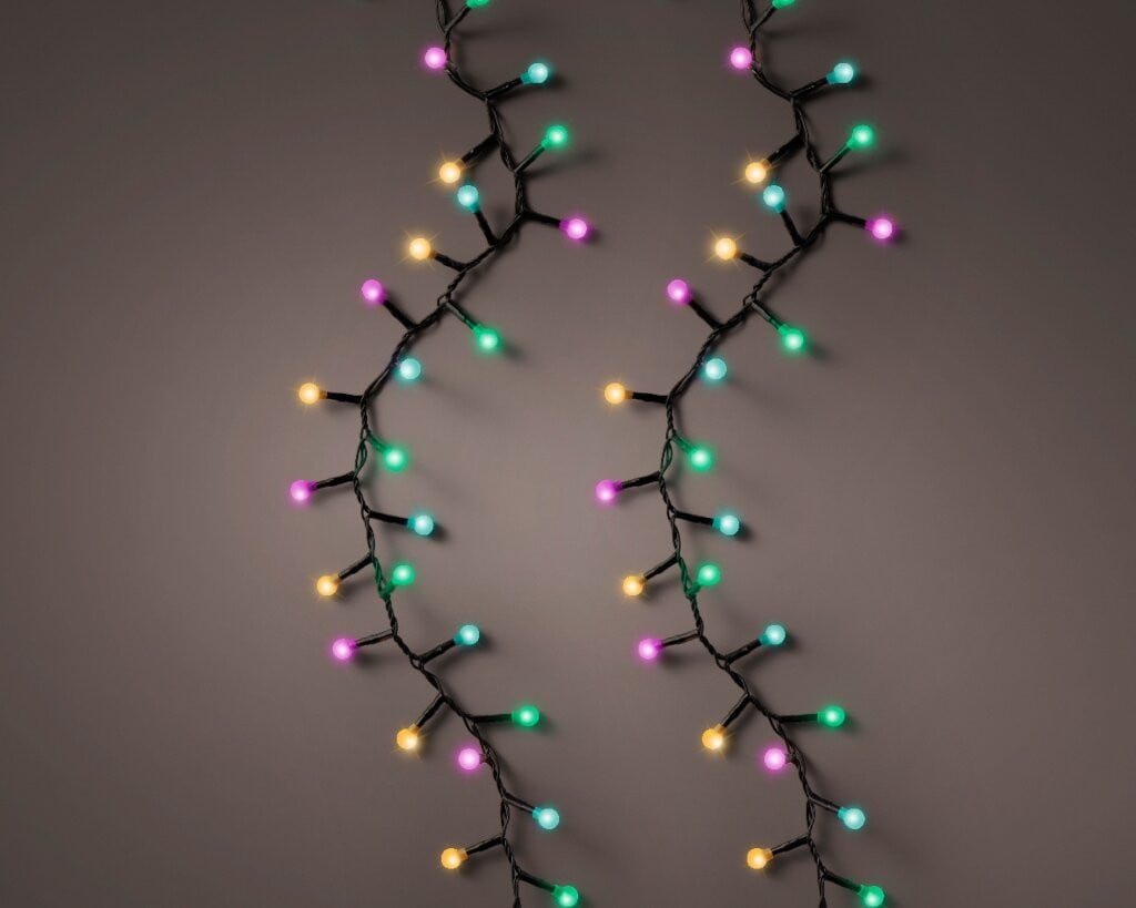 Lumineo LED kerstverlichting Cherry Lights zwart/multicolor 750 cm