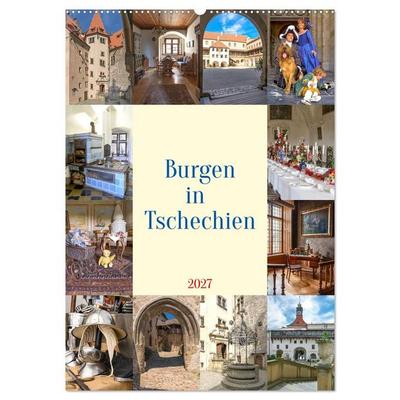 Burgen in Tschechien (Wandkalender 2027 DIN A2 hoch), CALVENDO Monatskalender