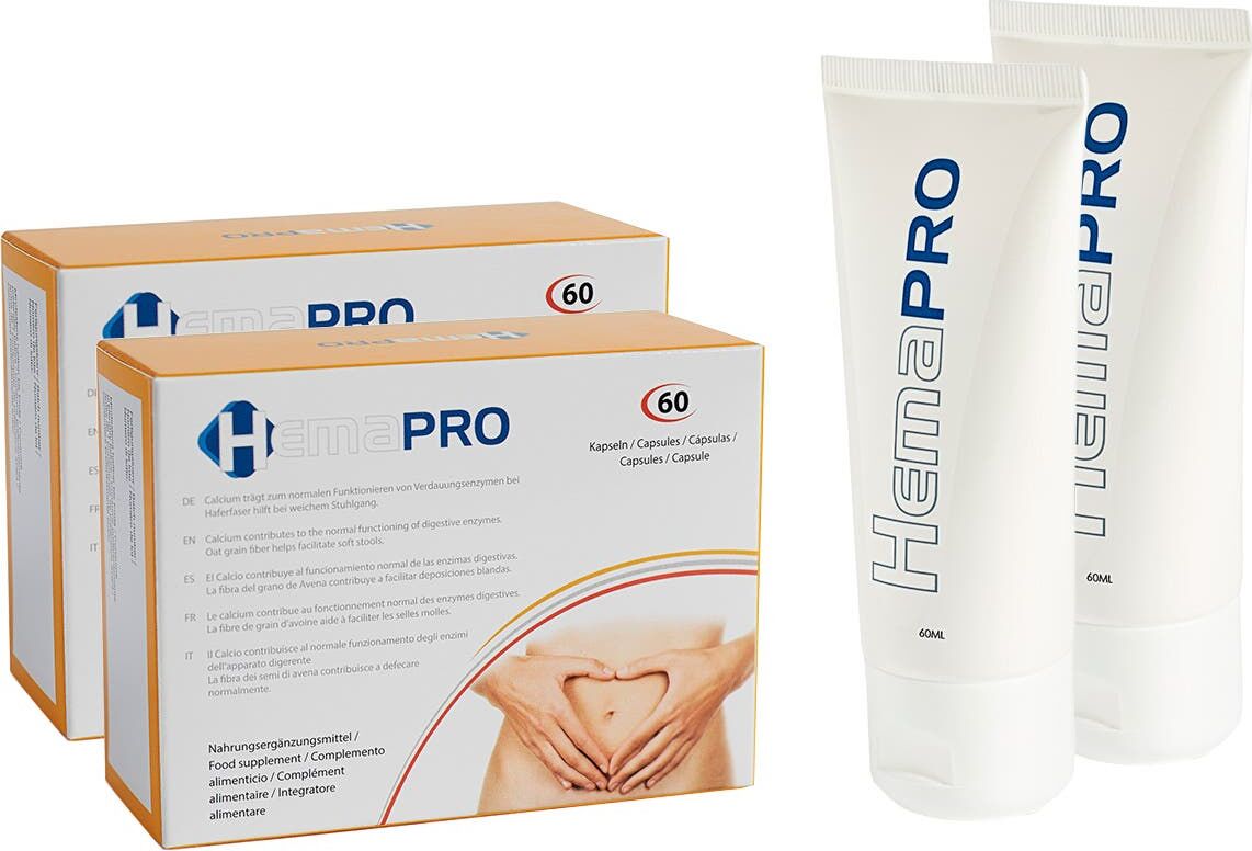 Hemapro Pack Crema 2x60 ml + Pills 2x60 caps