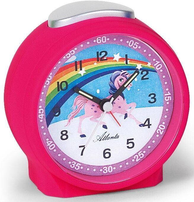 Kinderwecker ATLANTA "1981-17", pink, Wecker, Kinder, Quarz, Lernwecker, Einhorn, Regenbogen, Geschenkidee