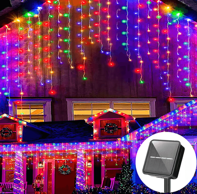 Inspire Curations Solar Icicle Fairy Lights With 8 Modes multicolor 3.5m 96leds