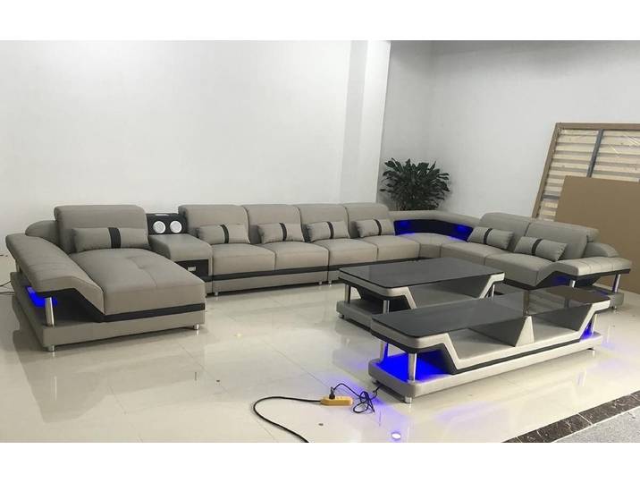 Xlmoebel Wohnlandschaft Designer-Sofa Komplettset mit Polstermöbeln und Sideboard in Grau, Komplettset, Hergestellt in Europa