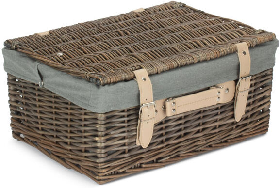 August Grove Wicker Basket with Lining Antique Wash Hamper/Grey Lining