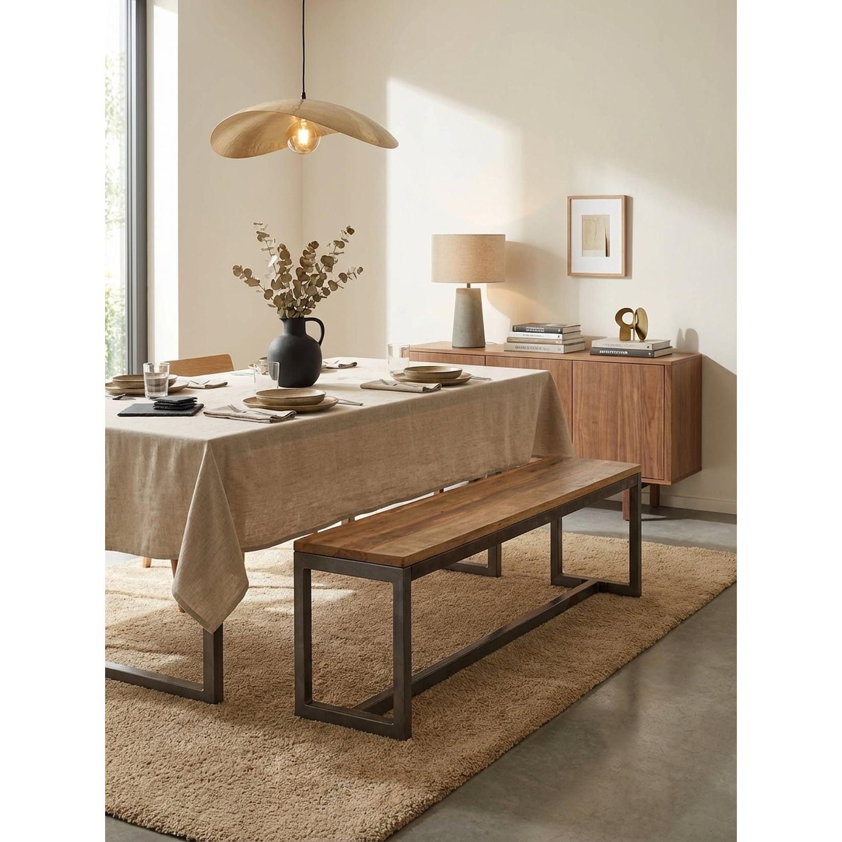 Sitzbank – Mango/Massivholz/Metall, 120x46x45 cm, ohne Lehne