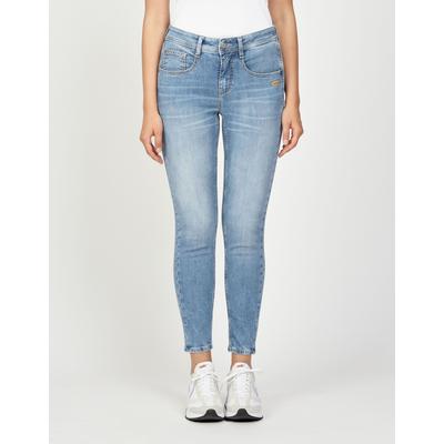 Relax-fit-Jeans GANG "94AMELIE CROPPED", Damen, Gr. 28, Normalgrößen, summer joy, 98% Baumwolle, 2% Elasthan, unifarben, relaxed fit lang, Jeans, im 5-Pocket-Style