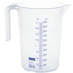 Hünersdorff Messbecher 937500, aus Kunststoff, mit ml / Liter Skala, hitzebeständig, 2 Liter
