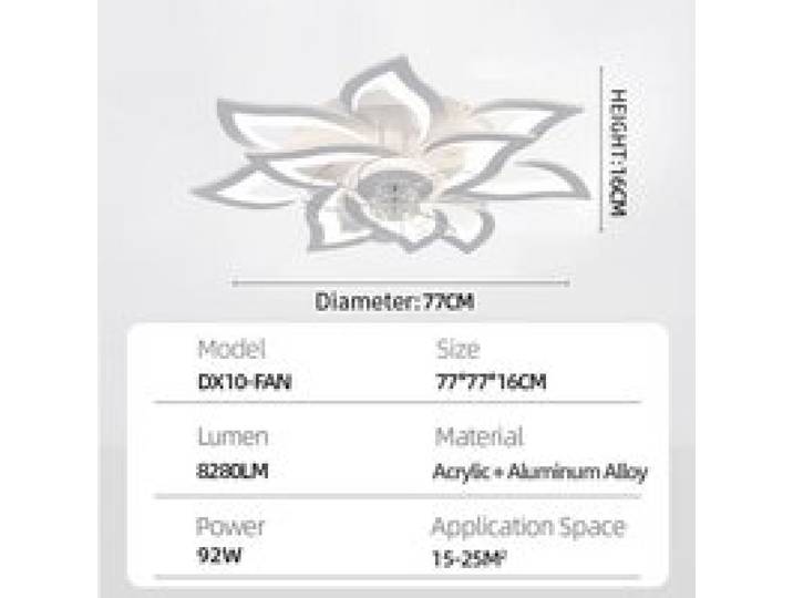 Ventilateur de plafond Lotus blanc 10 têtes avec lumière LED télécommande et application