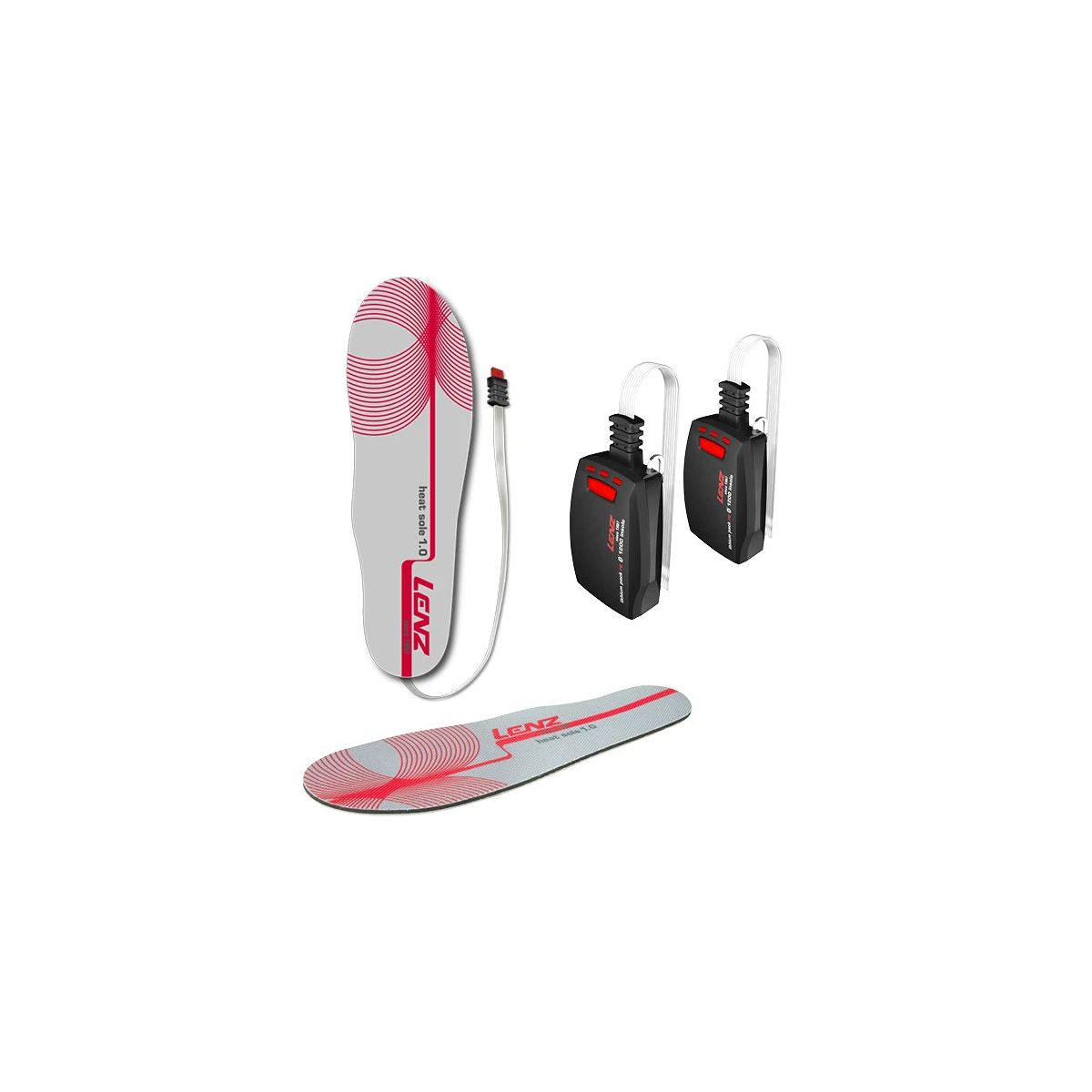 Lenz set of Heat Sole 1.0+lithium Pack Insole rcB 1200 (36-48) grau/rot zuschneidbar 1560-zuschneidbar