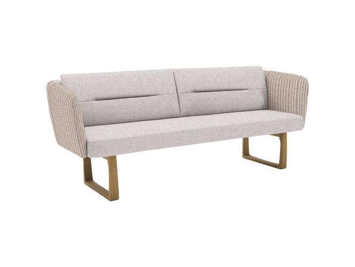 Valnatura Sitzbank, Hellgrau, Beige, Holz, Eiche, massiv, 2-3-Sitzer, 224x91x69 cm, Fußauswahl, Typenauswahl, mit Rückenlehne, Stoff-/Lederauswahl, Esszimmer, Bänke, Sitzbänke