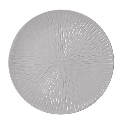 Dekoteller 33cm Kunststoff mit Strahlen Muster - Grau